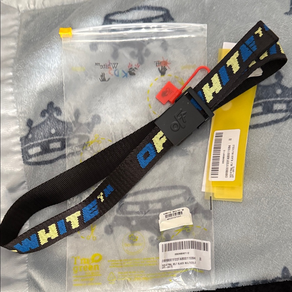 Off-White Kids Belt with Black, White, and Blue Design
